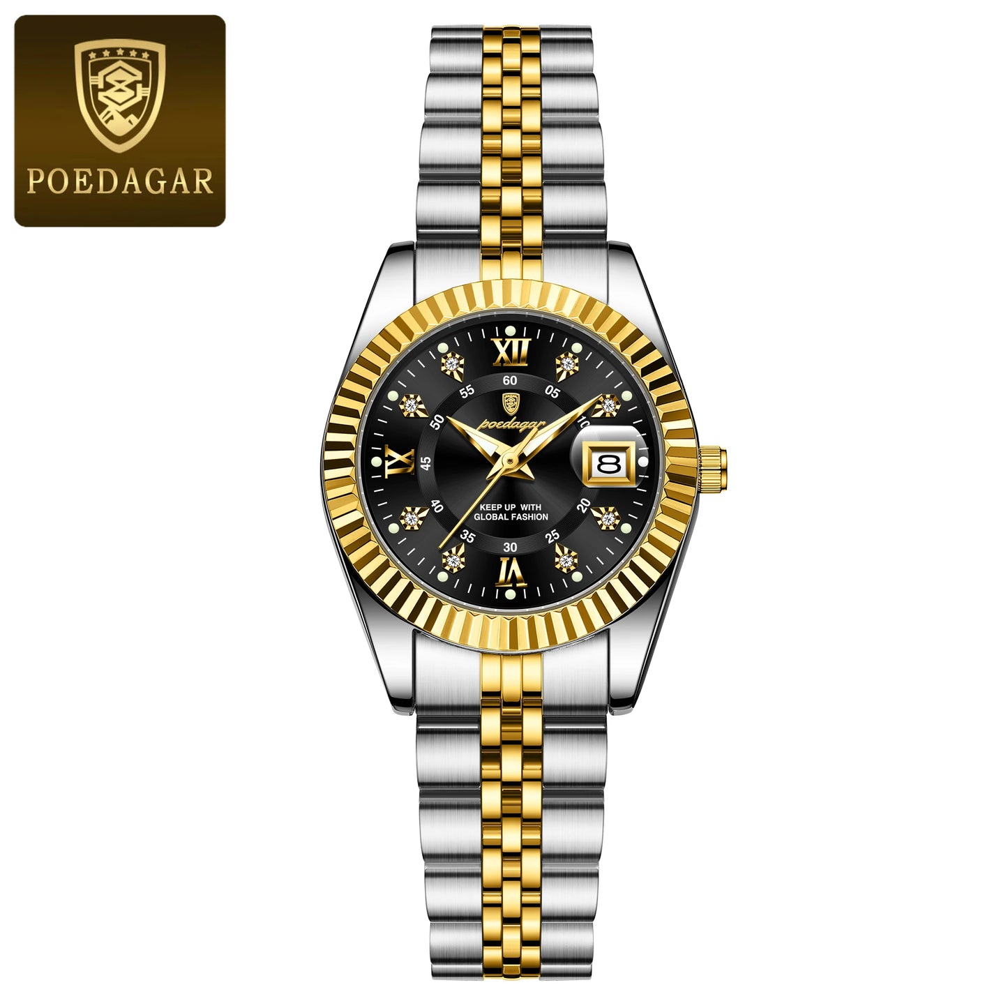 POEDAGAR montre élégante de luxe pour femmes étanche lumineux Date dames montre en acier inoxydable Quartz femmes montres fille Reloj