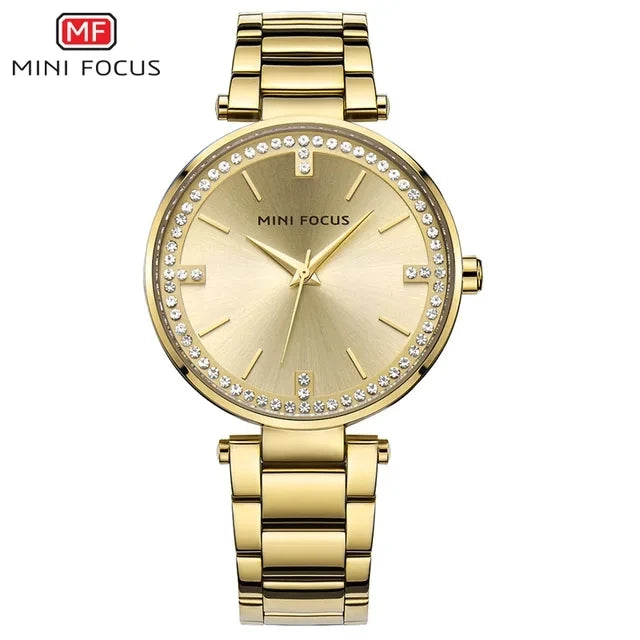 Montre Femme Mini Focus MF0031L MF 0031 Acier Inoxydable Mode Luxe Quartz Original Bracelet 25.2cm Étanche 3BAR Élégante Vintage