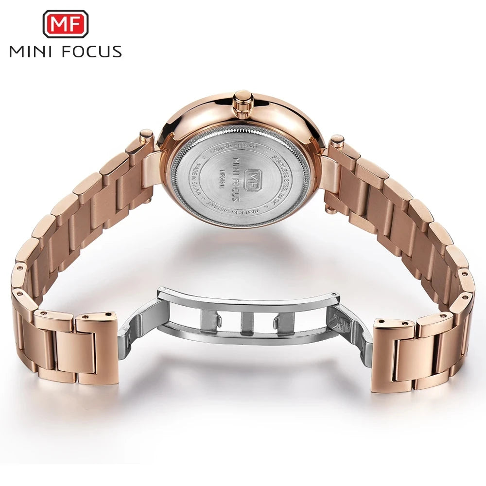 Montre Femme Mini Focus MF0031L MF 0031 Acier Inoxydable Mode Luxe Quartz Original Bracelet 25.2cm Étanche 3BAR Élégante Vintage