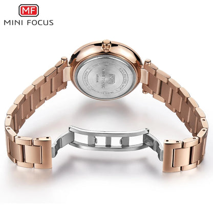 Montre Femme Mini Focus MF0031L MF 0031 Acier Inoxydable Mode Luxe Quartz Original Bracelet 25.2cm Étanche 3BAR Élégante Vintage