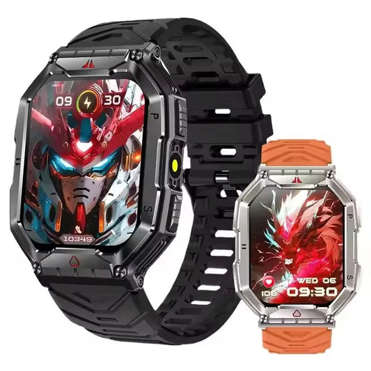 Montre Connectée Homme Sport Extérieur Kr82 650mAh Appel BT Compass Étanche Moniteur De Fréquence Cardiaque Et d'Oxygène En Sang Reloj Montre