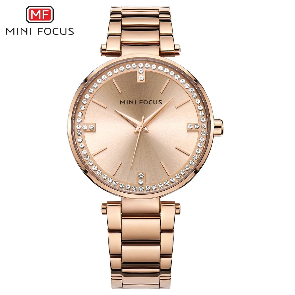 Montre Femme Mini Focus MF0031L MF 0031 Acier Inoxydable Mode Luxe Quartz Original Bracelet 25.2cm Étanche 3BAR Élégante Vintage