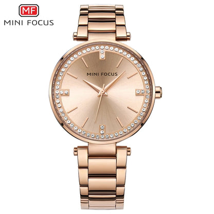 Montre Femme Mini Focus MF0031L MF 0031 Acier Inoxydable Mode Luxe Quartz Original Bracelet 25.2cm Étanche 3BAR Élégante Vintage