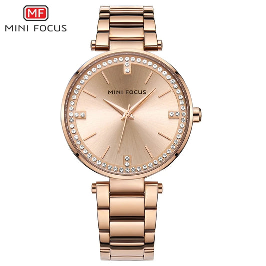 Montre Femme Mini Focus MF0031L MF 0031 Acier Inoxydable Mode Luxe Quartz Original Bracelet 25.2cm Étanche 3BAR Élégante Vintage