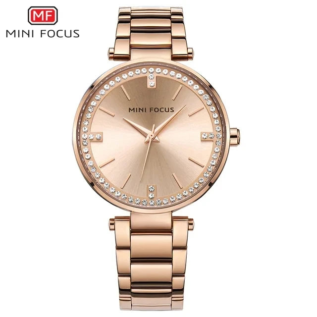 Montre Femme Mini Focus MF0031L MF 0031 Acier Inoxydable Mode Luxe Quartz Original Bracelet 25.2cm Étanche 3BAR Élégante Vintage