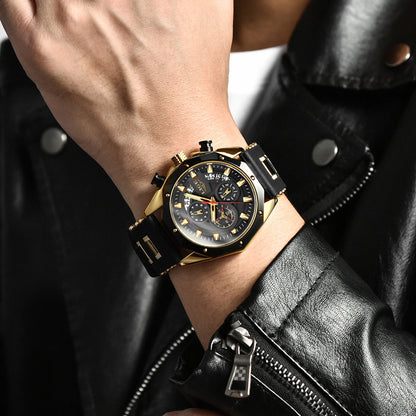 Montre Homme Luxe LIGE LG8908 Avec Logo Personnalisé Chronographe Luminescent Boîte Cadeau Bracelet En Caoutchouc Et Acier Inoxydable