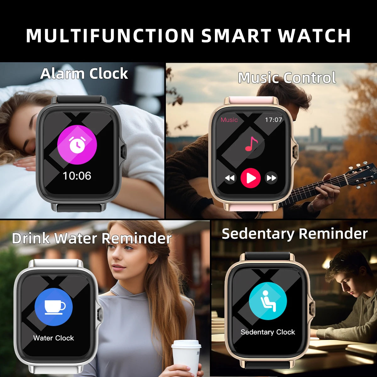 Montre intelligente étanche avec podomètre pour iPhone et Android, réponse à un message, surveillance du sommeil, informations et diag, sport, en effet, 1.83