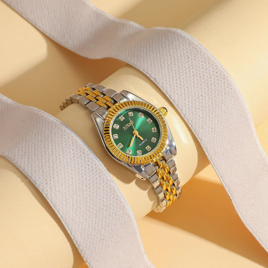 Montre à quartz Aurora Shell Diamond Stars pour femme, cadran Roma, bracelet en or et en acier, nouveau