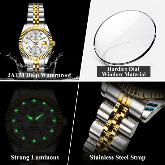 POEDAGAR montre élégante de luxe pour femmes étanche lumineux Date dames montre en acier inoxydable Quartz femmes montres fille Reloj