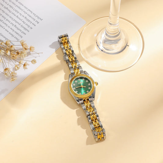 Montre à quartz Aurora Shell Diamond Stars pour femme, cadran Roma, bracelet en or et en acier, nouveau