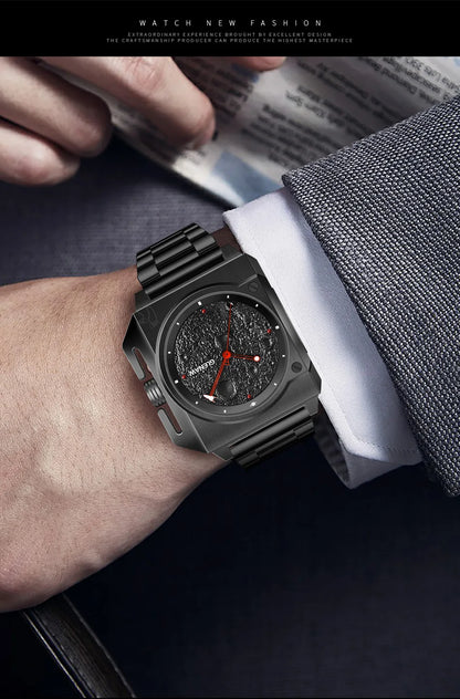 Montre Homme GLENAW Design de marque originale Montre mécanique cadran de lune pointeur de vaisseau spatial lumineux Montre en acier inoxydable pour hommes