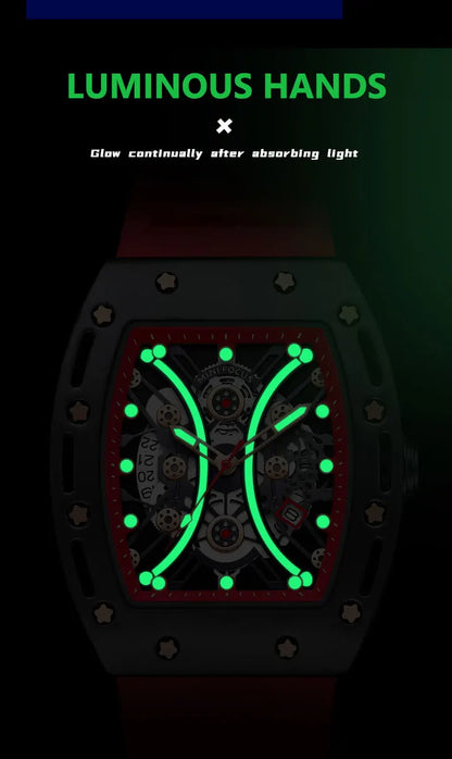 MINI FOCUS Montre Tonneau pour Homme, Montre-Bracelet Sport Militaire Étanche avec Bracelet en Silicone, Montre à Quartz