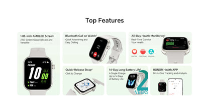 Global Version HONOR CHOICE InFoWear Watch 2i Smartwatch Écran AMOLED 1,85 pouces Surveillance de la santé tout au long de la journée Bluetooth Appel