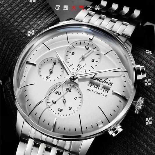 Montre existent en Acier Inoxydable pour Homme, Mouvement Mécanique, Chronographe, Multi Eco Ction, Acier Inoxydable, Haute Qualité