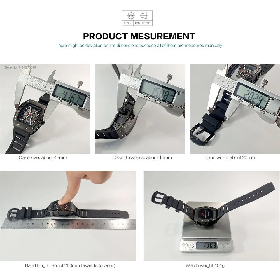 MINI FOCUS Montre Tonneau pour Homme, Montre-Bracelet Sport Militaire Étanche avec Bracelet en Silicone, Montre à Quartz